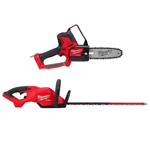 M18 FUEL 8 in. 18V Brushless Cordless Battery Mini Chainsaw HATCHET w/ 24 in. Hedge Trimmer