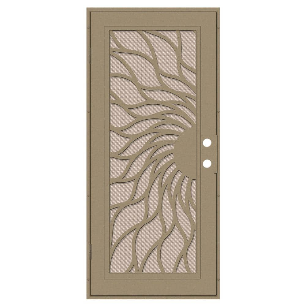 Sunfire 36 in. x 80 in. Right-Hand/Outswing Desert Sand Aluminum Security Door with Desert Sand Perforated Metal Screen -  Unique Home Designs, 3S2001EL2DTP7A