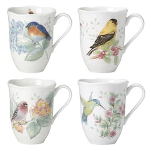Butterfly Meadow Flutter 12 oz. Porcelain Multi Color Coffee/Tea Mugs (Set of 4)