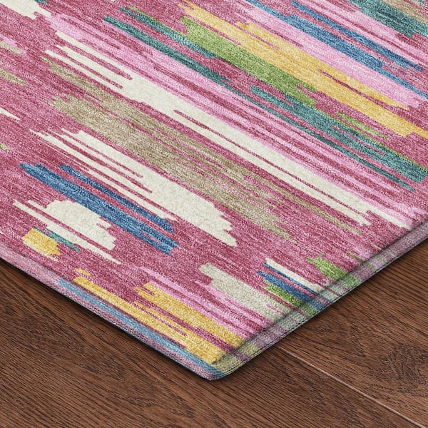 Mayfield Premium Machine Washable Abstract AMF2502 Blush 5 ft. x 7 ft. 6 in. Area Rug