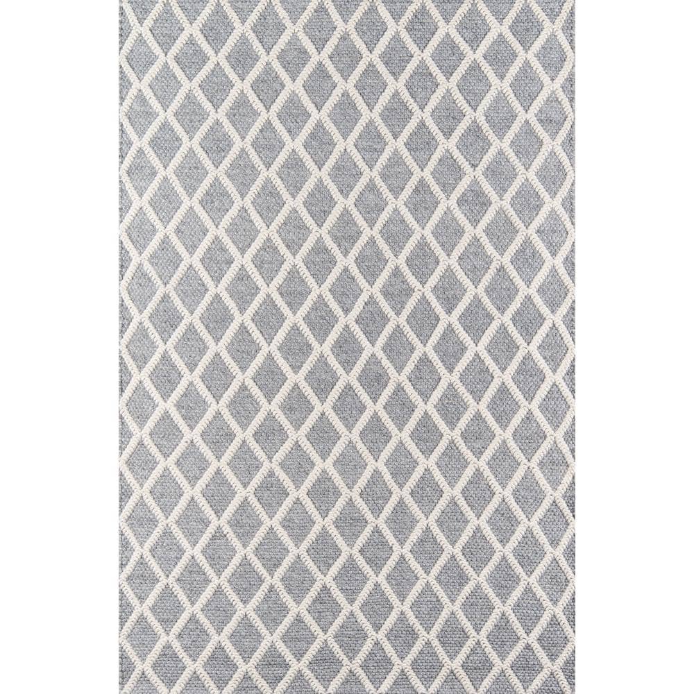 Gray Geometric Wool and Viscose Handmade 2' x 3' Area Rug