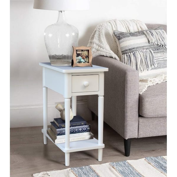 International Concepts White 12 in. Wide Narrow Side Table