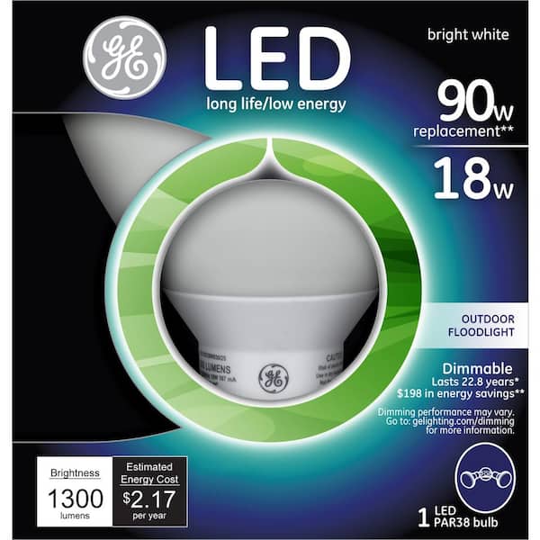 GE 90W Equivalent Bright White (3000K) PAR38 Dimmable LED Flood Light Bulb