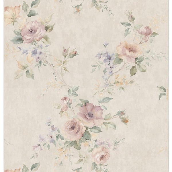 Brewster 56 sq. ft. Watercolor Floral Bouquet Wallpaper