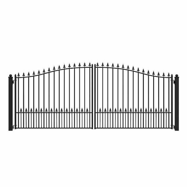 ALEKO Munich Style 16 ft. x 6 ft. Black Steel Dual Driveway Fence Gate