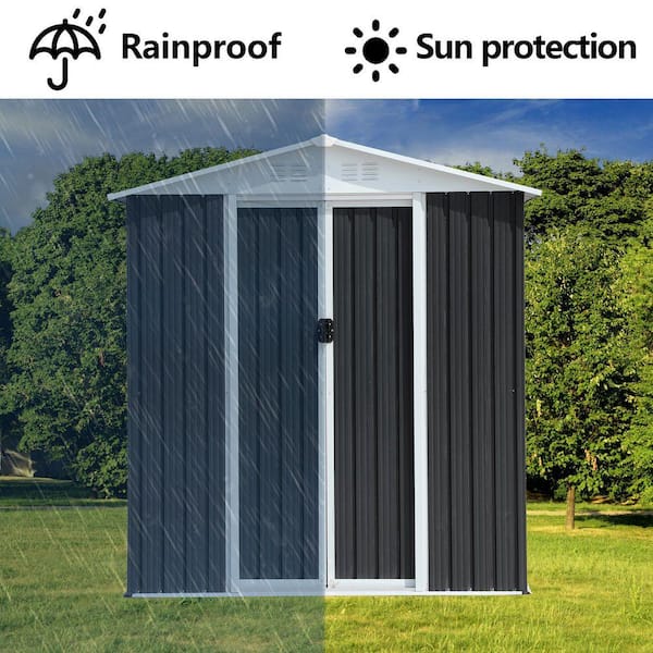 6 ft. W x 9 ft. D Gray Galvanized Metal Outdoor Storage Shed with