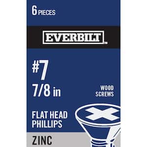 #7 x 7/8 in. Zinc Plated Phillips Flat Head Wood Screw (6-Pack)