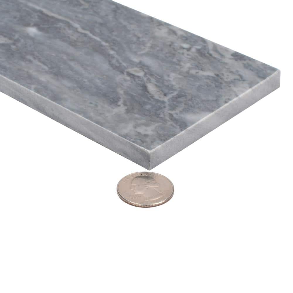 Gray 4" x 12" Polished Marble Subway Tile