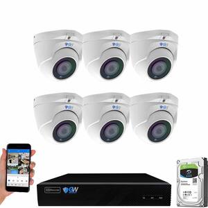 8-Channel 8MP 2TB NVR Security Camera System 6 Wired Turret Cameras 2.8-12mm Motorized Lens Human/Vehicle Detection