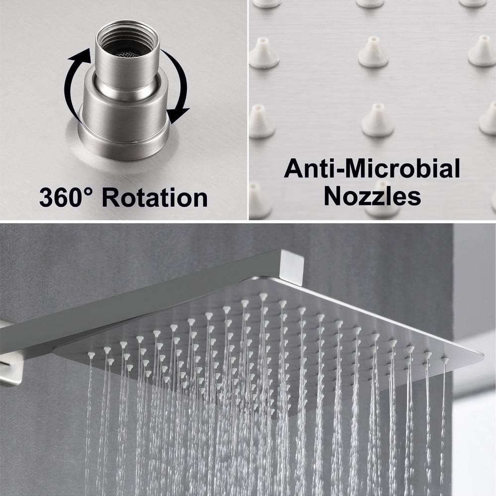 Brushed Nickel 10" Rain Shower Faucet Set with Handheld