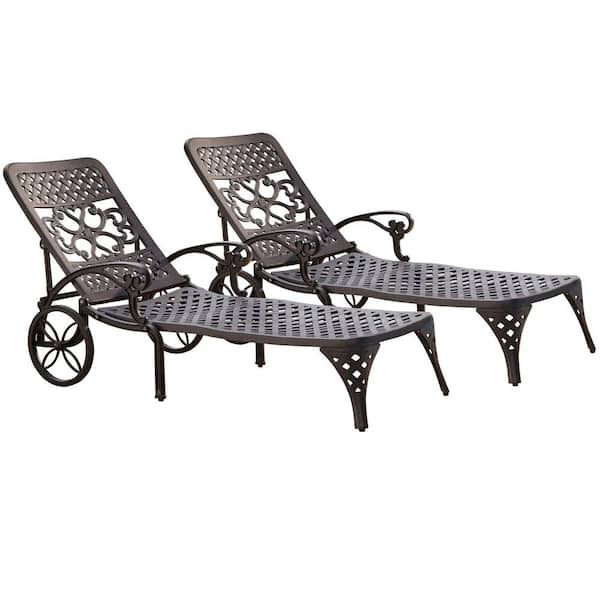 HOMESTYLES Biscayne Black Patio Chaise Lounge (Set of 2)