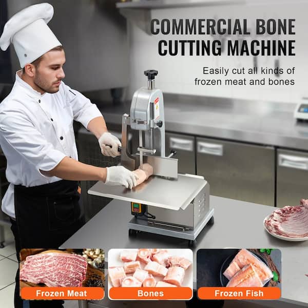 650 W Electric Meat Bandsaw, 12.4 in. x 18.1 in. Stainless Steel Bone Saw for Frozen Meat, 4.33 in. Cutting Thickness