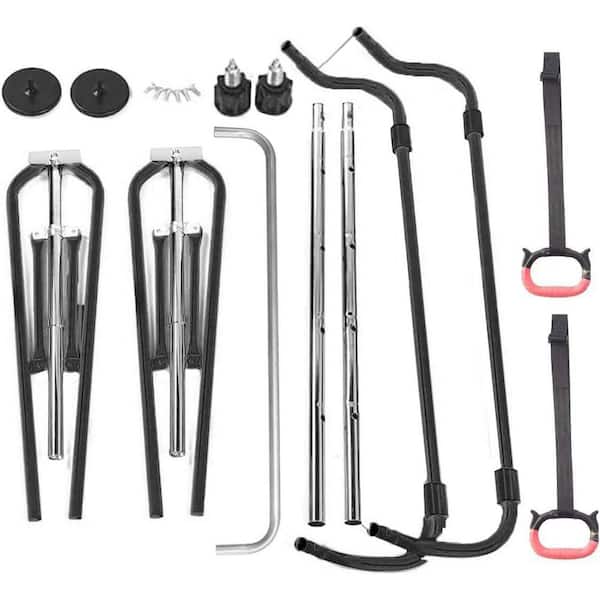 Gymnastics Adjustable Height 35-51 in. Horizontal Bar with Dual Lock and Four Adjustable Heights Trapeze Bar for Kids