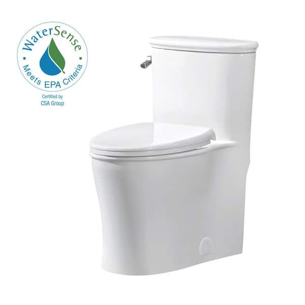 Glacier Bay Havenstone 1-piece 1.1/1.6 GPF Dual Flush Elongated Toilet in White Seat Included