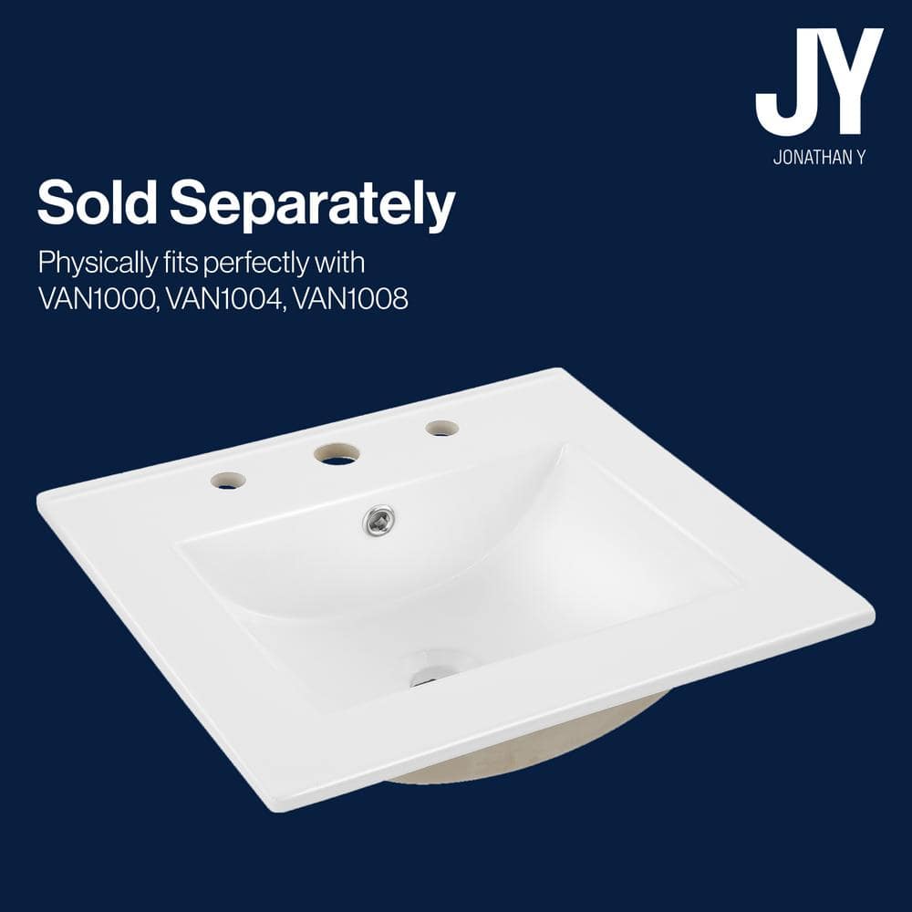 White Ceramic 20" Rectangular Single Sink Basin Vanity Top