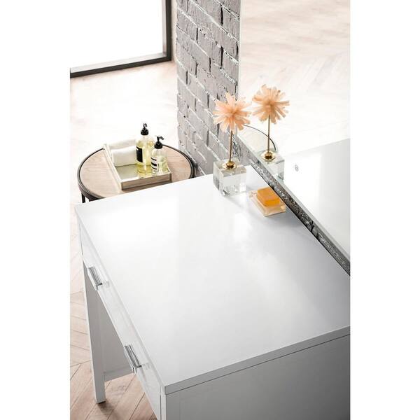 James Martin Vanities Addison 30-in x 34.4-in x 23.5-in Glossy White Soft Close Bathroom Wall Cabinet