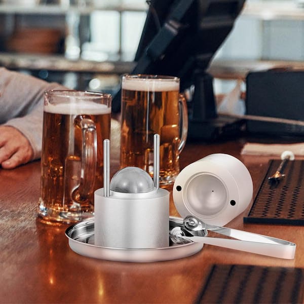 Ice Ball Press, 2.4 in. Ice Ball Maker, Aircraft Al Alloy Ice Ball Press Kit for 60 mm. Ice Sphere, Silver