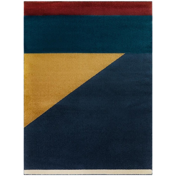 BALTA Ripley Blue 5 ft. x 7 ft. Modern Color Block Area Rug
