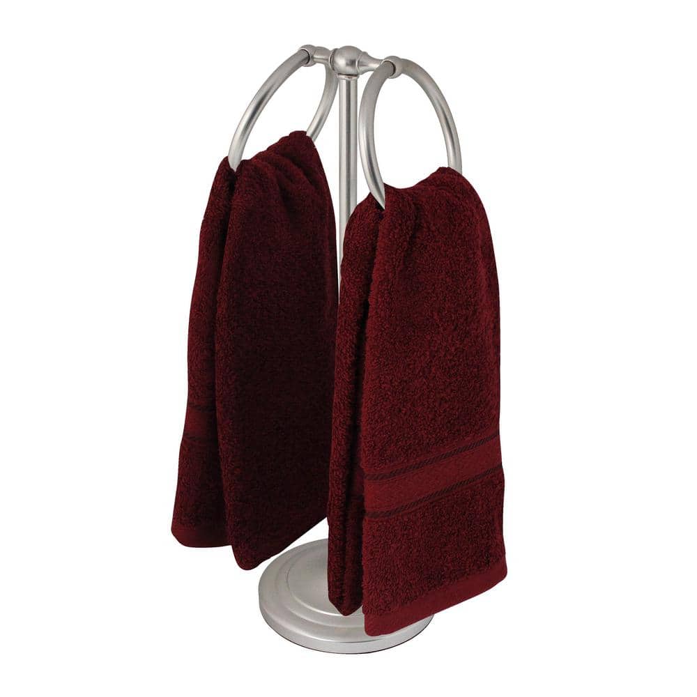 Satin Nickel Double Freestanding Countertop Towel Ring