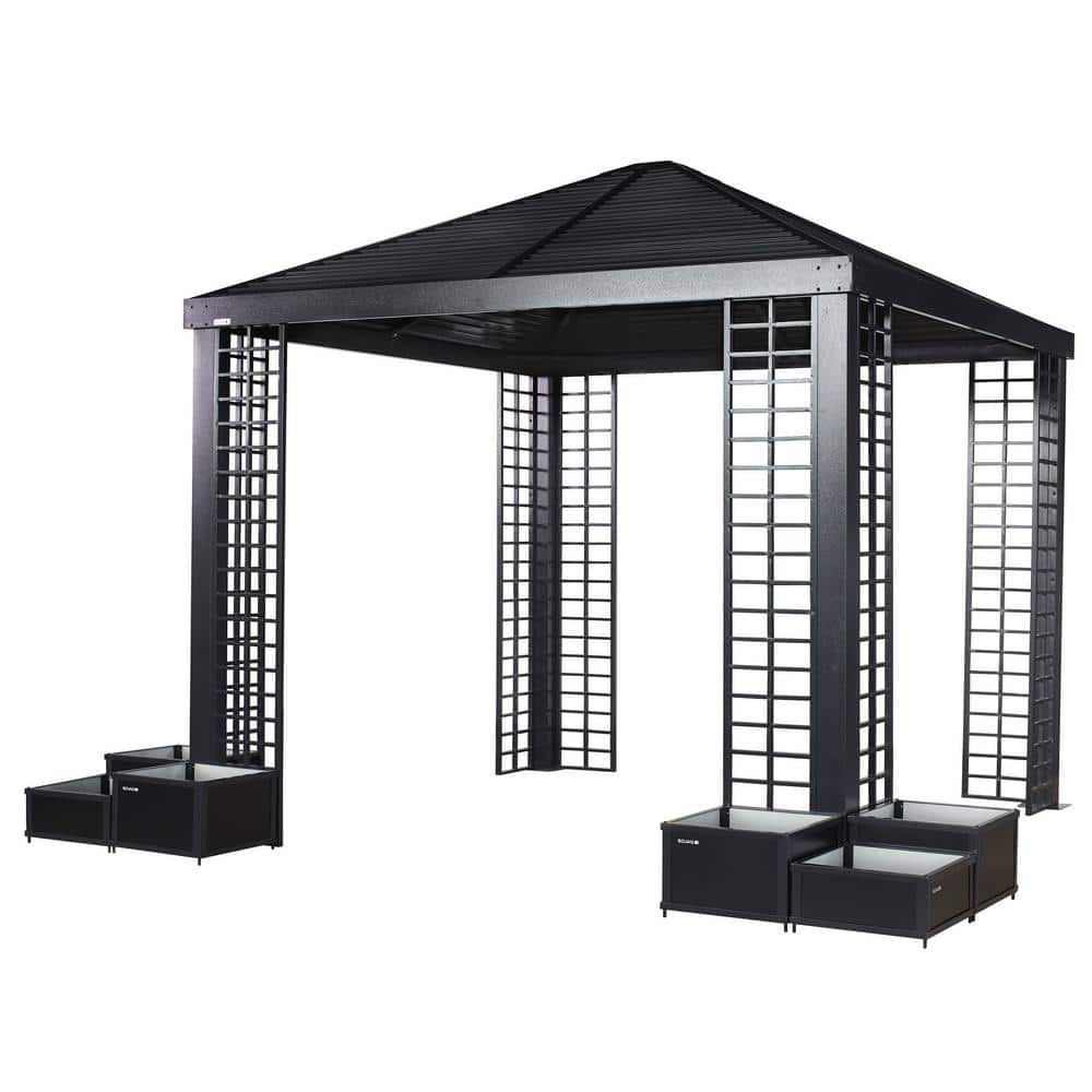Havana 10 ft. x 10 ft. Black Aluminum Framed Gazebo with Planters price history on PriceWatchPro