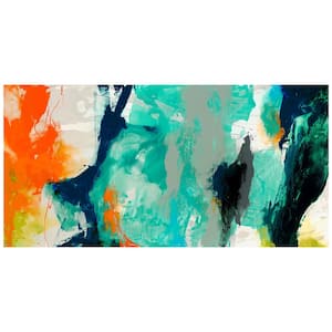 24 in. x 48 in. "Tidal Abstract 2" Frameless Free Floating Tempered Glass Panel Graphic Art