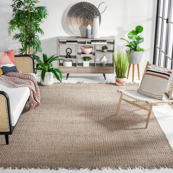 Natural Fiber 10 ft. x 14 ft. Gray Solid Color Area Rug