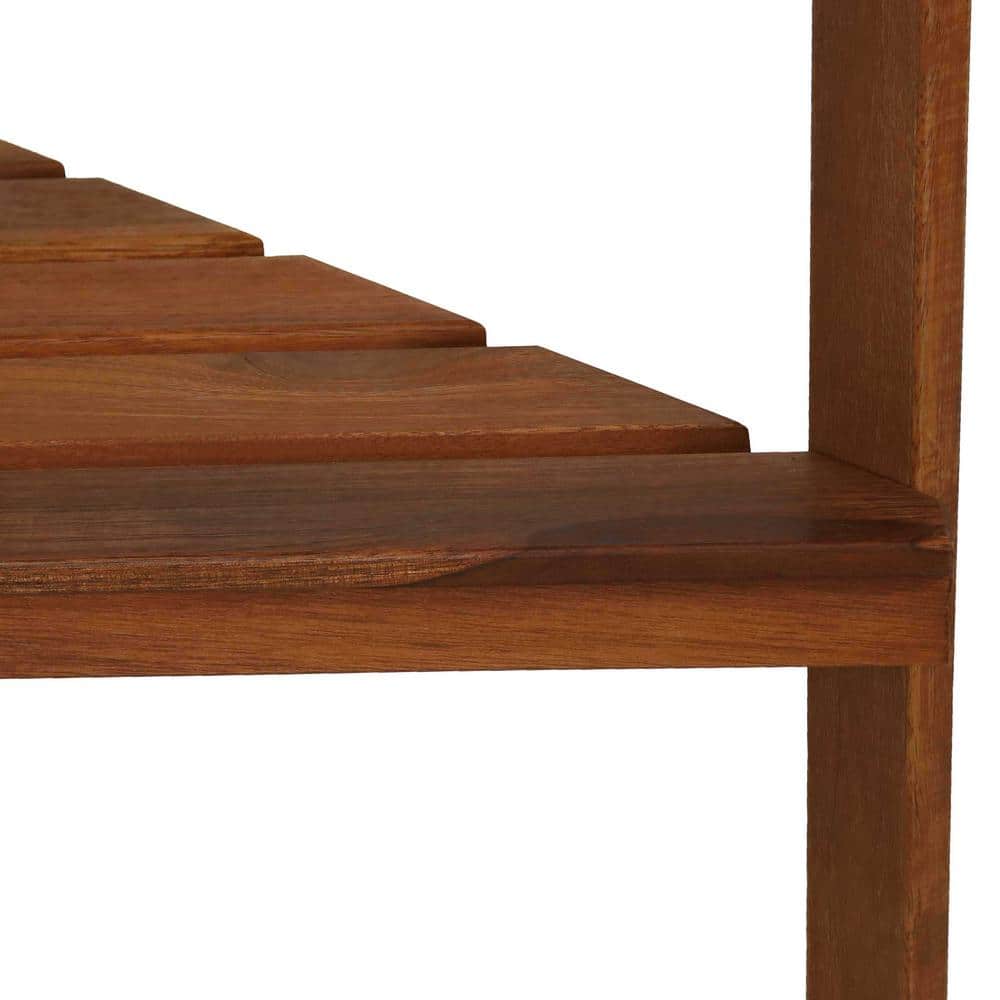 Sunnydaze Brown Meranti Wood 3-Tier Corner Plant Stand