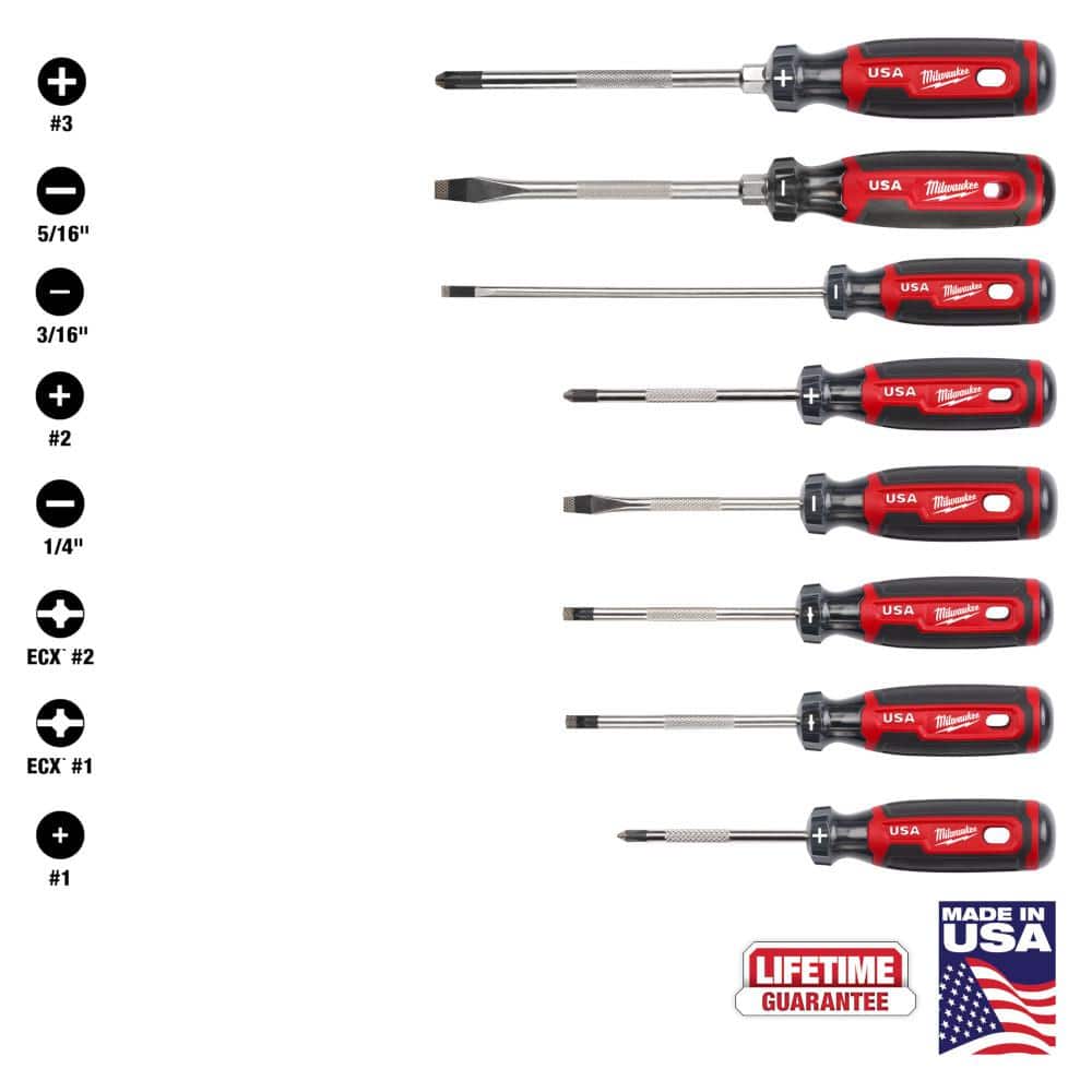 Milwaukee Screwdriver Kit with ECX and Cushion Grip (8Piece) MT200