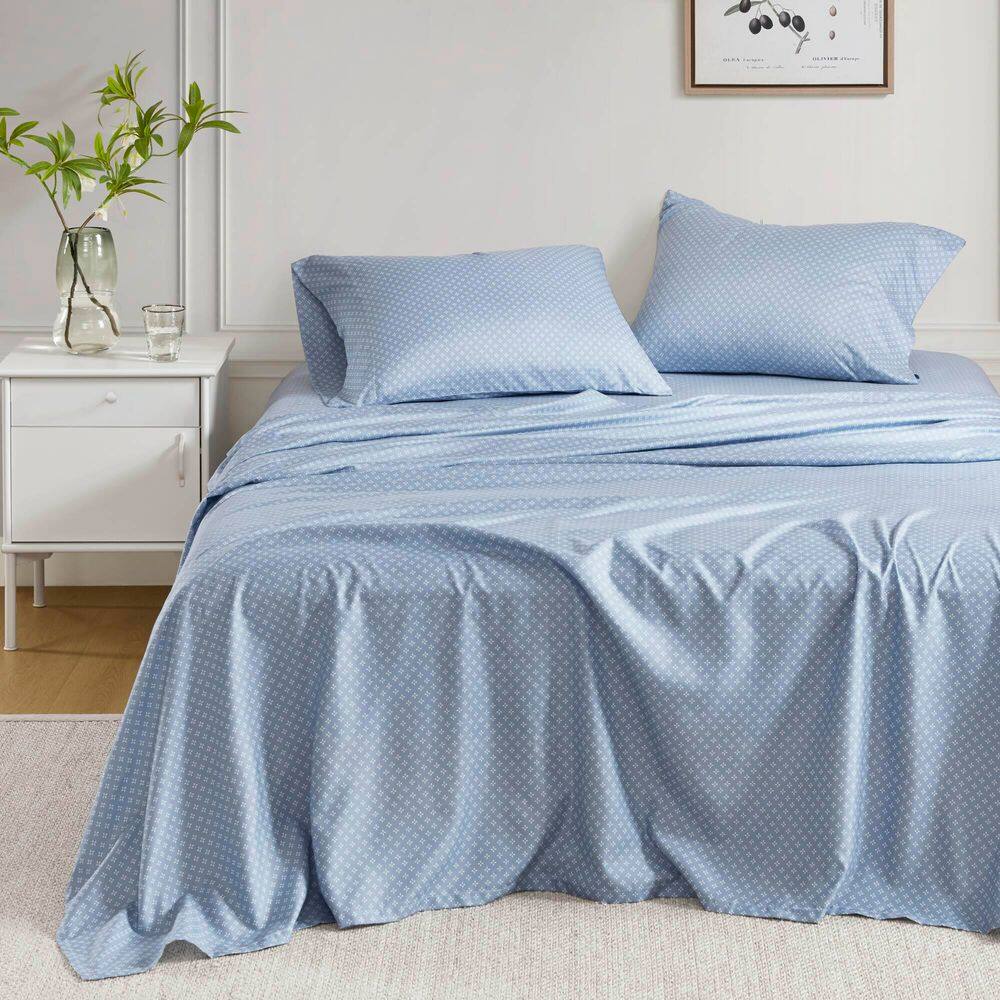 Twin Blue Microfiber Floral Bed in a Bag Set