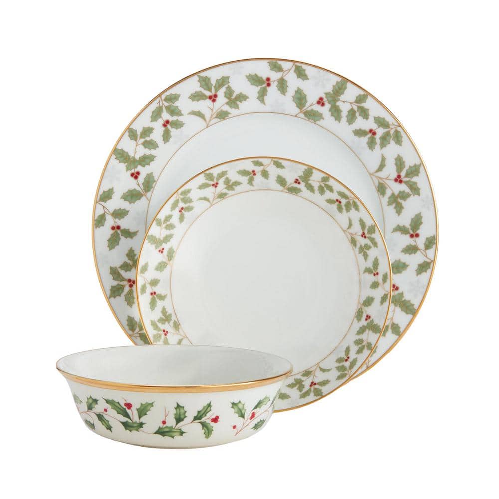 White Porcelain Soup Bowl Set with Gold Trim, Service for 4
