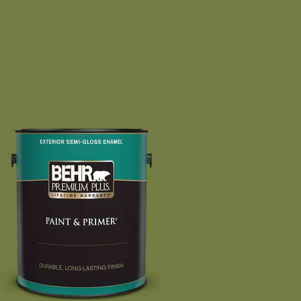 BEHR PREMIUM PLUS 1 gal. Home Decorators Collection #HDC-SM16-11 Hot Dog Relish Semi-Gloss Enamel Exterior Paint & Primer