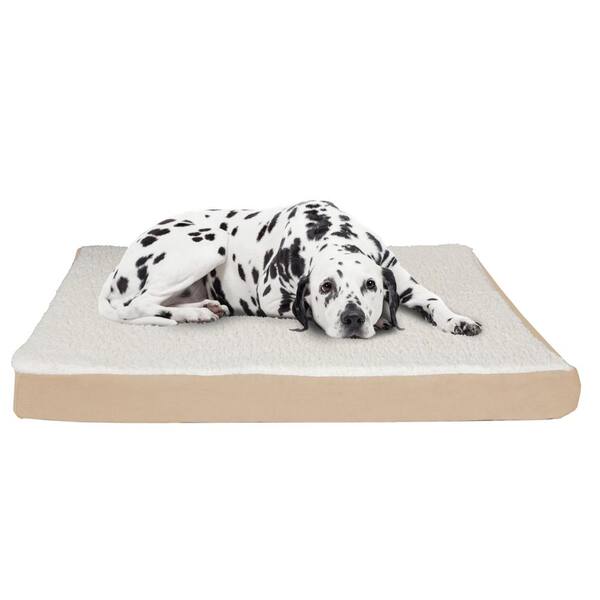 Petmaker Jumbo Tan Orthopedic Sherpa Pet Bed M320143 - The Home Depot