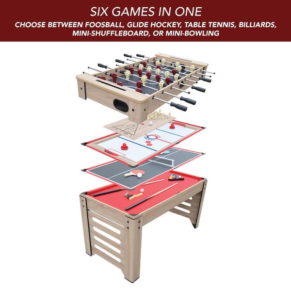 Classic Sport 54 4-in-1 Indoor Multi Game Table: Pool, Foosball, Table  Tennis and Air Hockey 