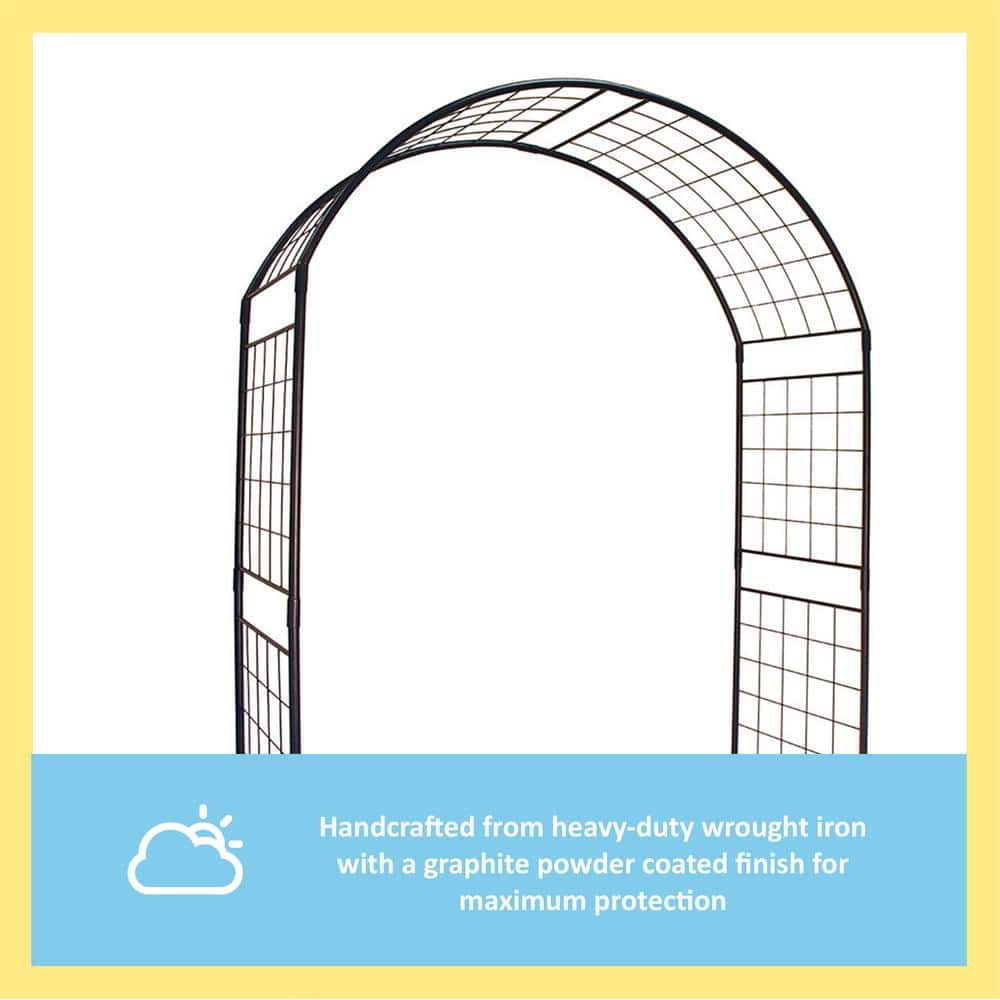 Graphite Powder Coated Tall Metal Garden Arbor