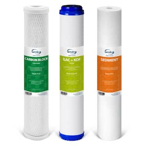 Whole House Water Filters for WCB32 Series Water Filter Systems, Includes Sediment, GAC+KDF, and Carbon Block Filters