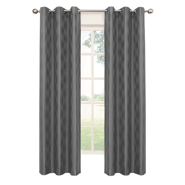 Eclipse Blackout Captree Blackout Smoke Polyester Grommet Curtain, 84 in. Length