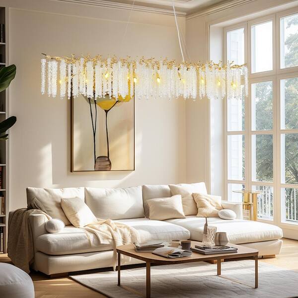 YUYI 16-Light Gold Chandelier, Luxury Flush Mount Chandelier with