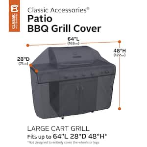 64 in. L x 28 in. D x 48 in. H BBQ Grill Cover with Coiled Grill Brush and Magnetic LED Light Included