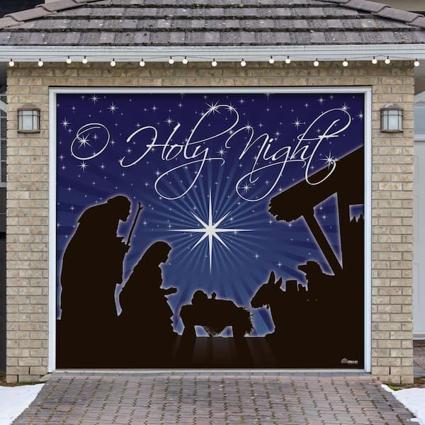 7 ft. x 8 ft. O'Holy Night Holiday Garage Door Decor Mural for Single Car Garage