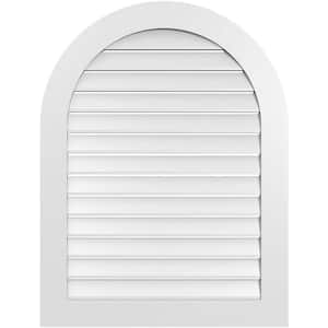 32 in. x 42 in. Round Top Surface Mount PVC Gable Vent: Functional with Standard Frame