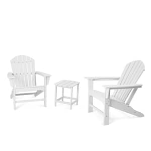 White 3-Piece Plastic HDPE Patio Conversation Set with Side Table