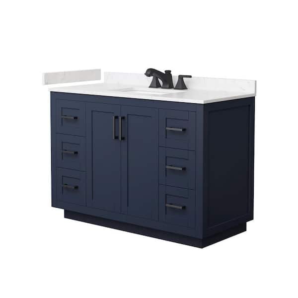 Miranda 48 in. Single Freestanding Dark Blue Bath Vanity with Carrara Cultured Marble Top