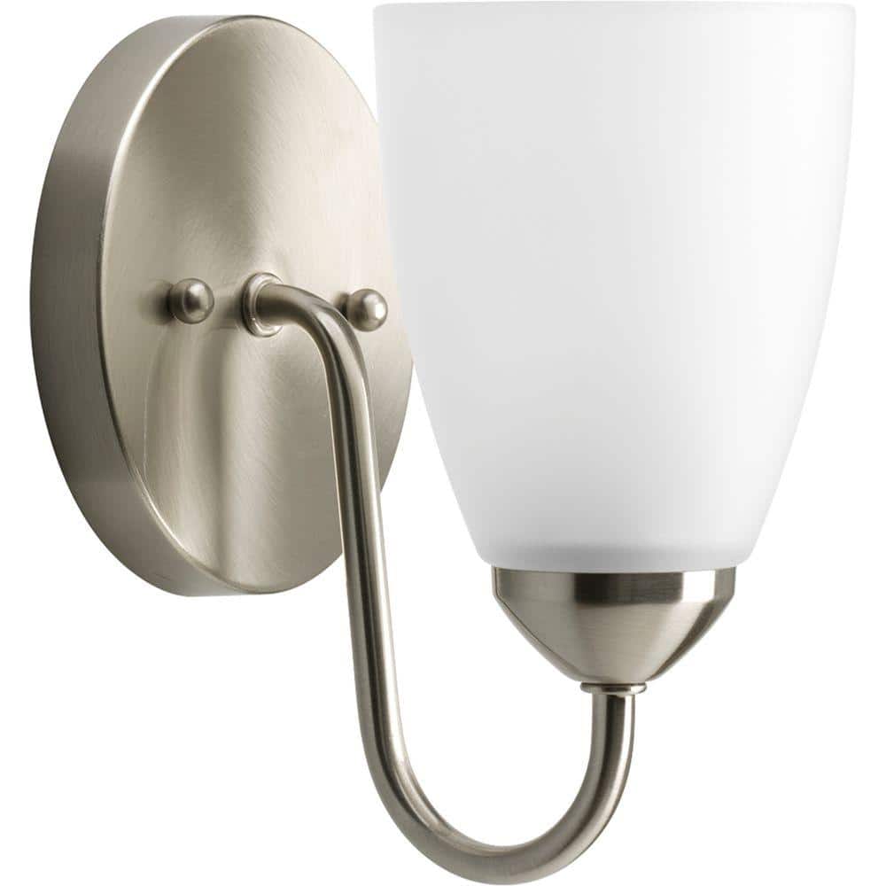 Gather Collection 1-Light Brushed Nickel Etched Glass Traditional Bath Vani