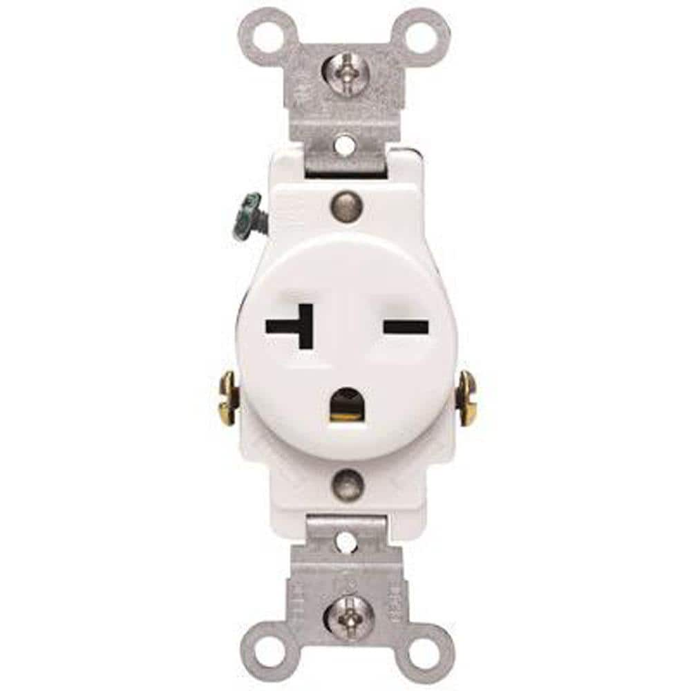 Leviton 20 Amp 250-Volt NEMA 6-20R 2-Pole Commercial Grade Single Straight Blade Receptacle, White