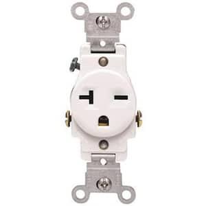 20 Amp 250-Volt NEMA 6-20R 2-Pole Commercial Grade Single Straight Blade Receptacle, White