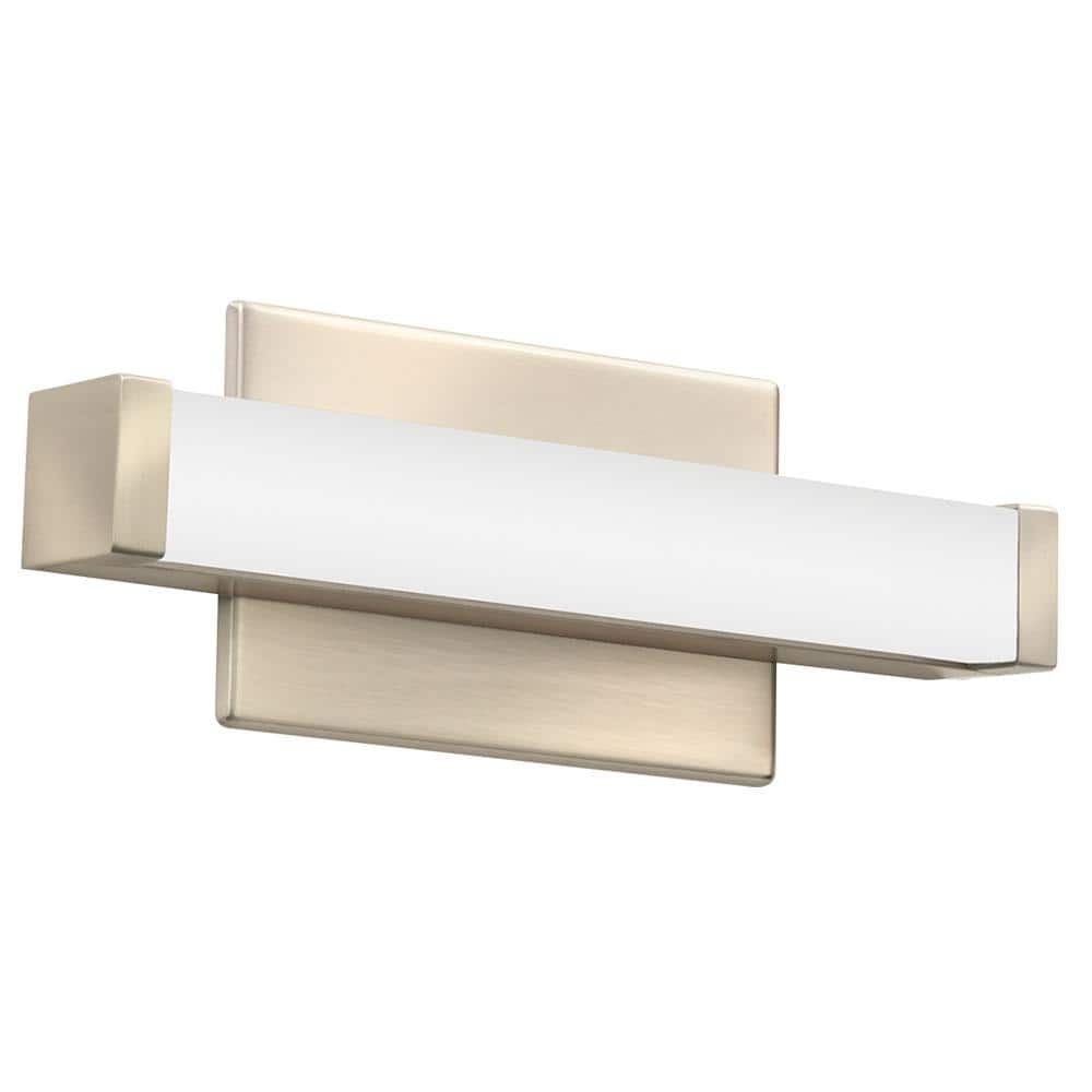 Contemporary Square Vanity 12" Brushed Nickel LED Bath Bar