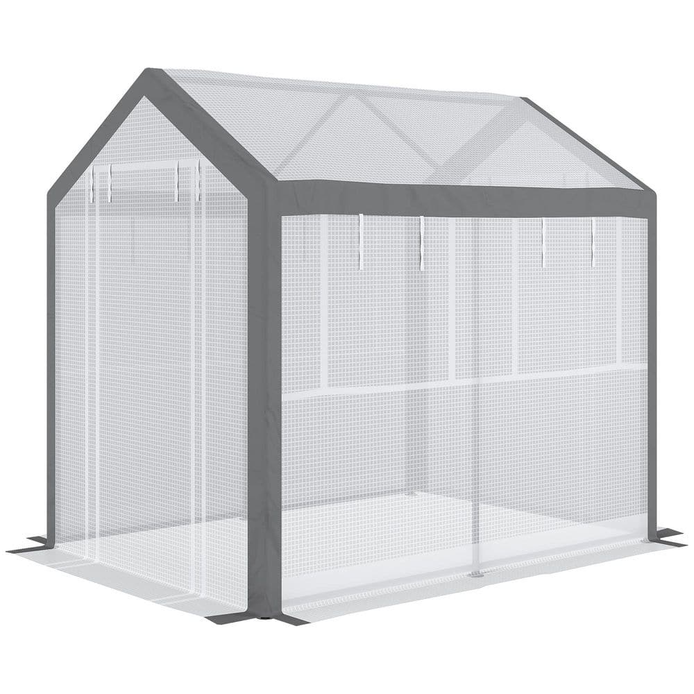 8 ft. W x 5.9 ft. D x 7.5 ft. H Walk-In Greenhouse, Outdoor Gardening Canopy with 6 Roll-up Windows in White price history on PriceWatchPro