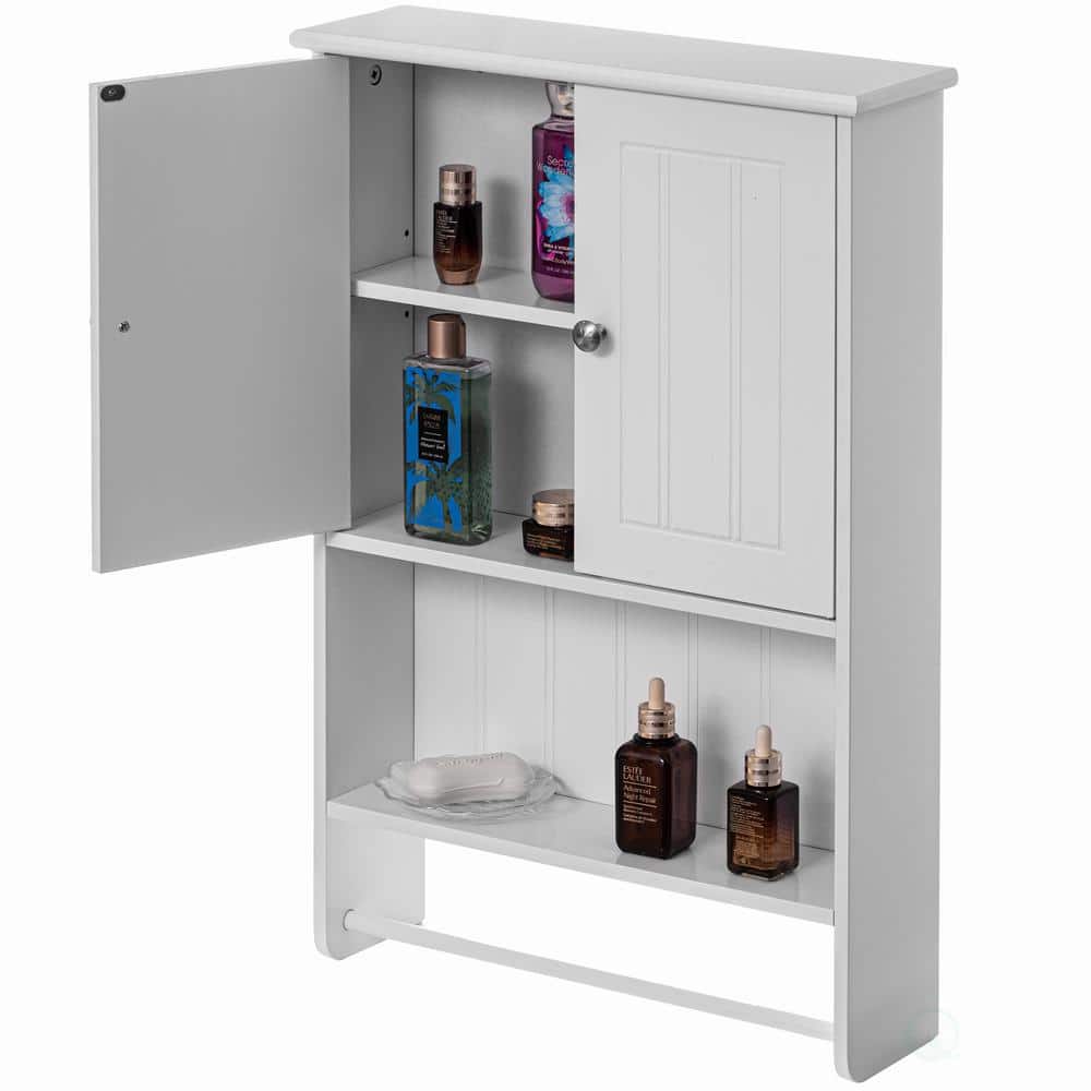 24x 30 Wall Mounted Bathroom Medicine Cabinet with Mirror, 3 Tier Wooden Mirror  Cabinet Storage Organizer with 2 Shelves Single Soft-Close Door, White 