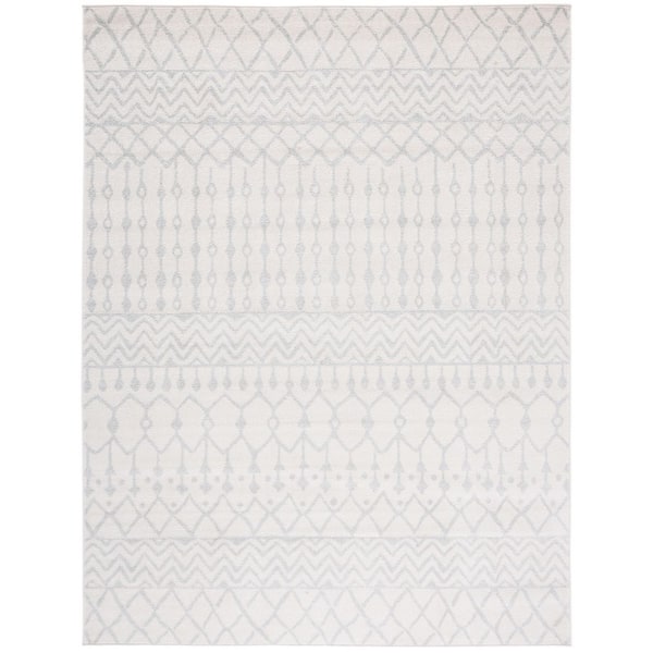Tulum 12 ft. x 18 ft. Ivory/Light Gray Tribal Chevron Diamond Area Rug