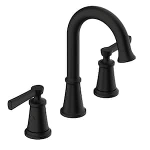 Northerly 8 in. Widespread Double Handle Bathroom Faucet with 50/50 Touch Down Drain in Satin Black